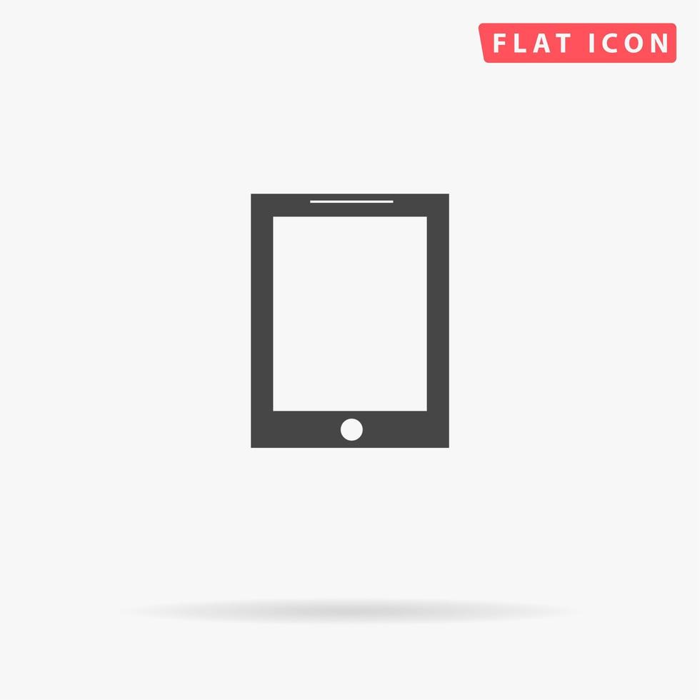 Smart tablet. Simple flat black symbol with shadow on white background. Vector illustration pictogram