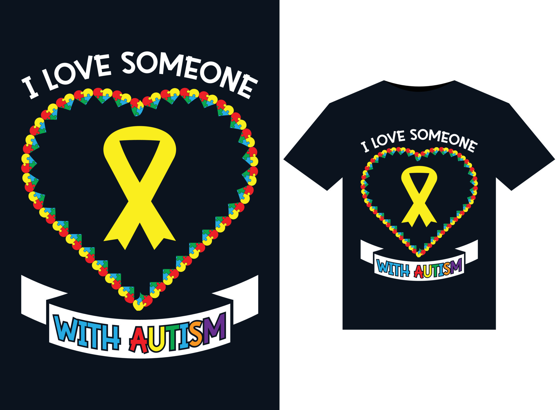 I Love Someone With Autism illustrations for print-ready T-Shirts