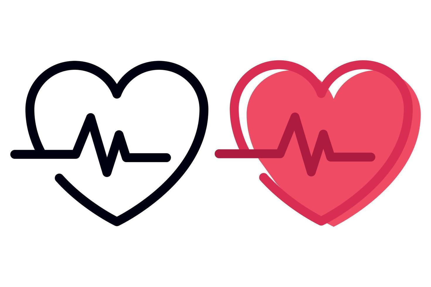 dos corazones de línea de latidos de ecg vector