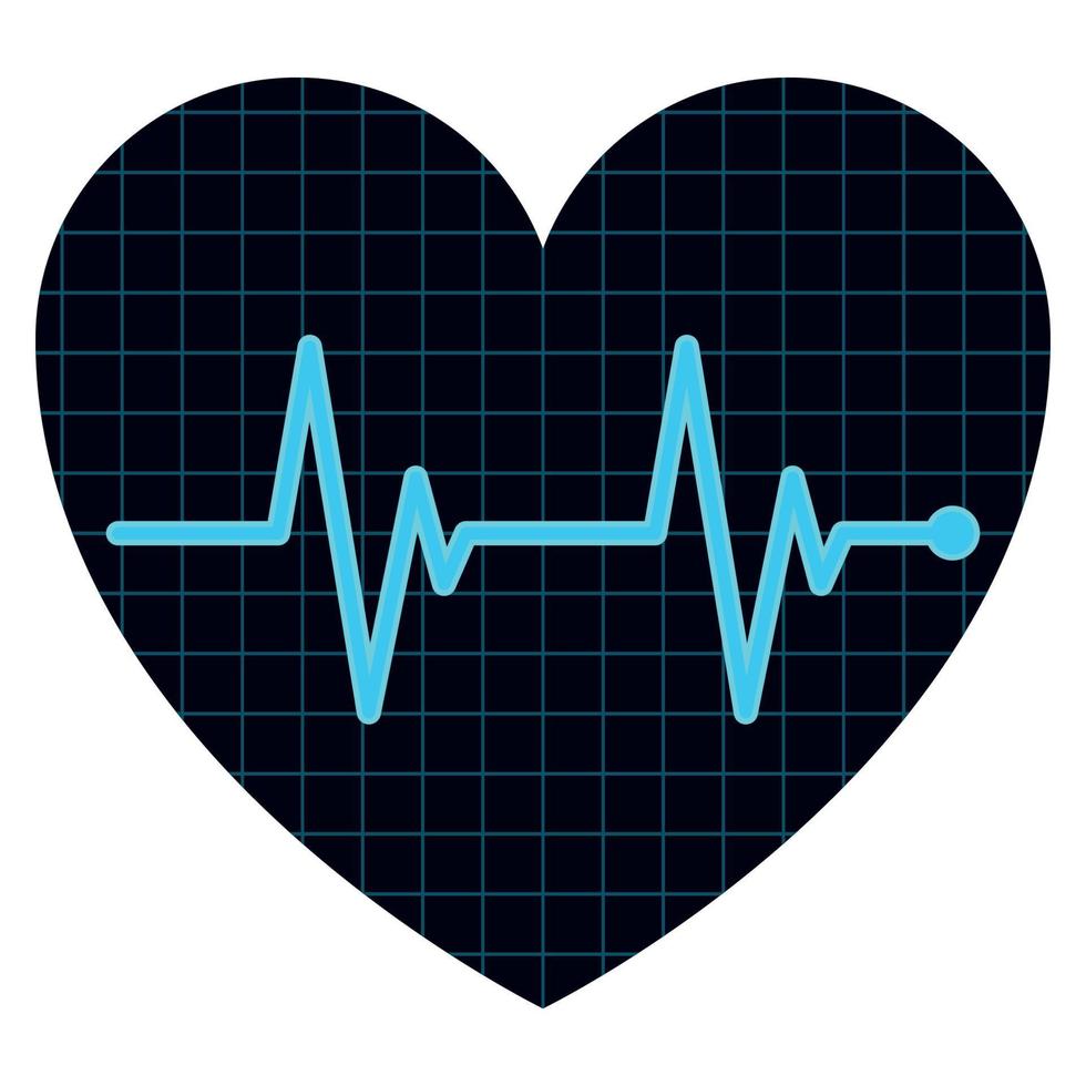 Heart With Grid And Ecg Heartbeat vector