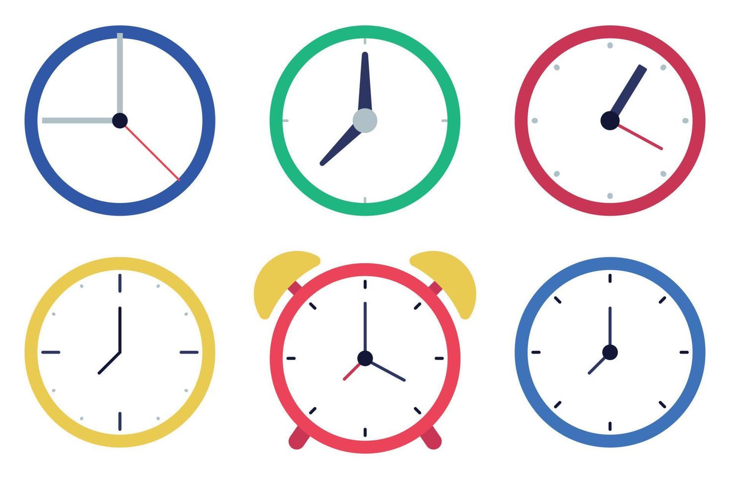 conjunto de seis relojes diferentes vector