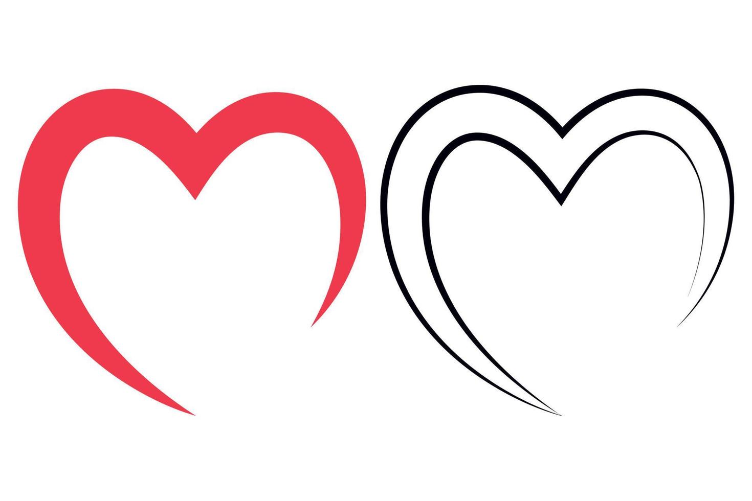 Split Heart Shape Flat And Line vector