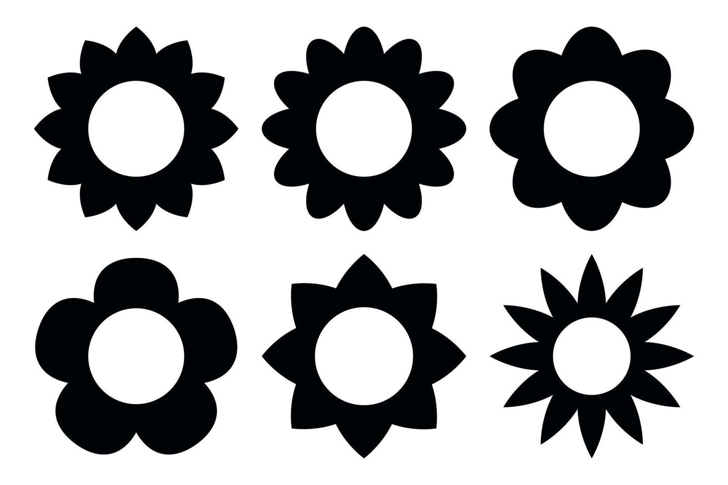 Set Of 6 Basic Flowers vector