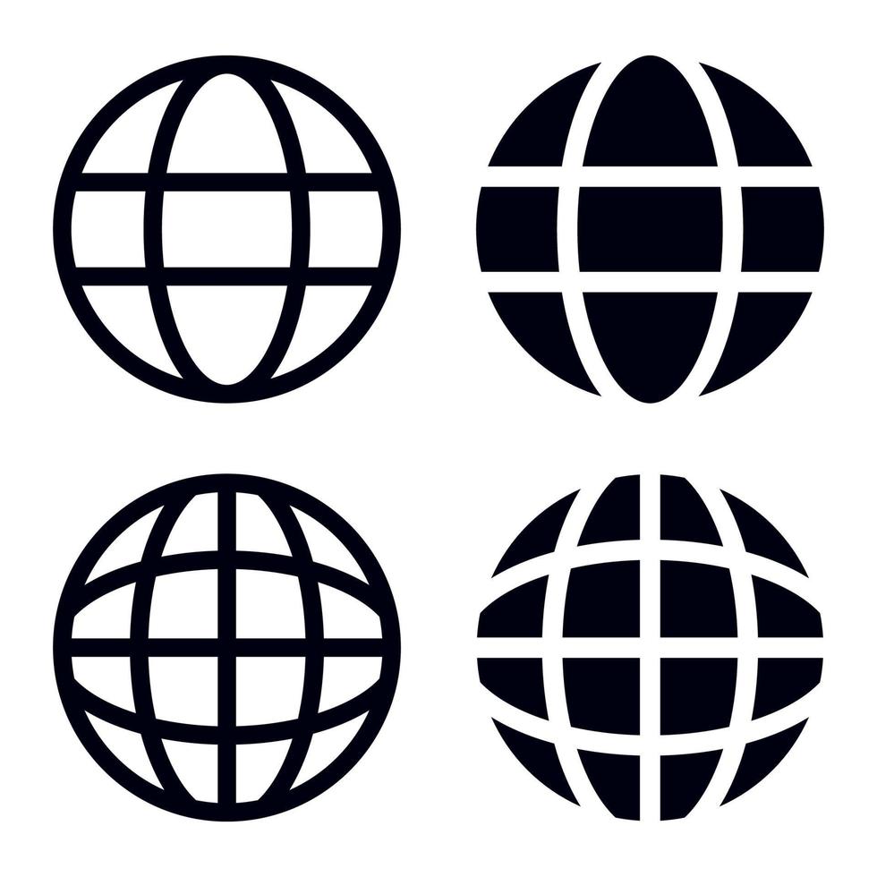 Internet Globe Grids In Line And Glyph Styles vector