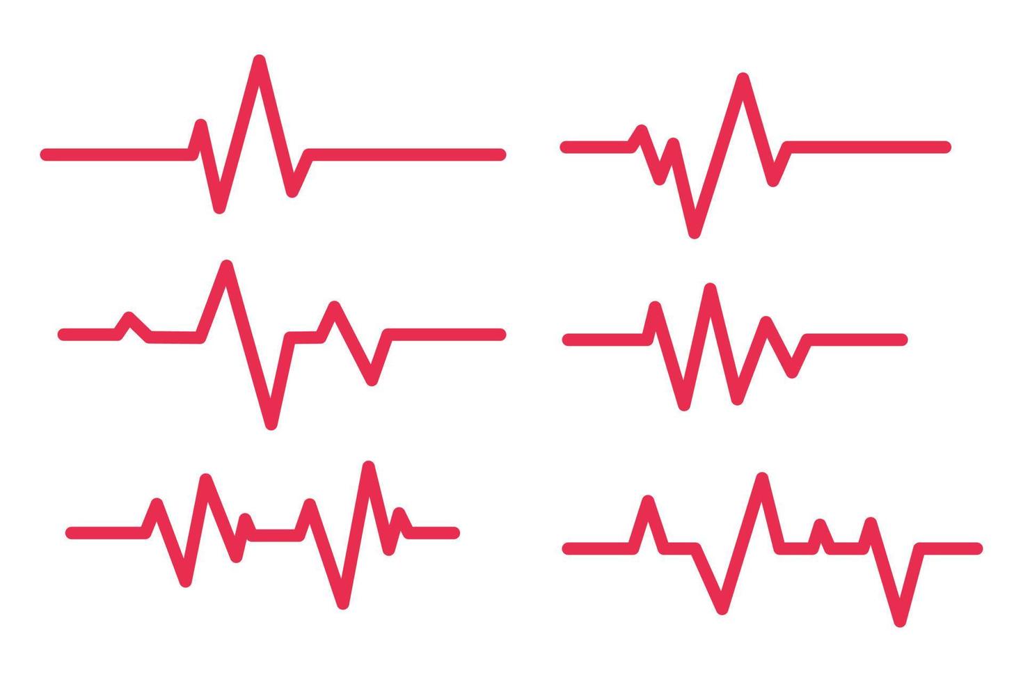Six Ecg Heartbeat Lines Red Collection vector