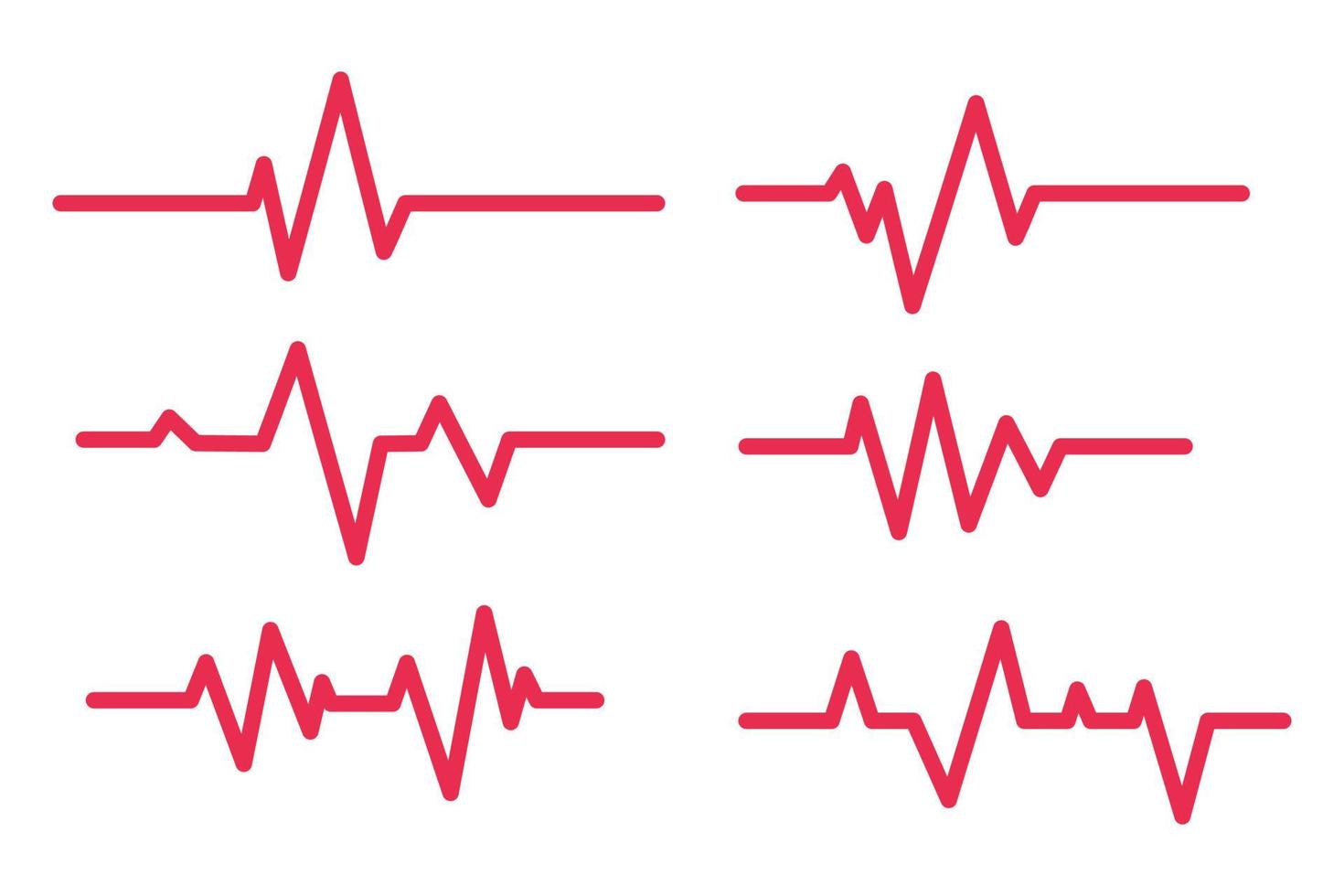 seis líneas de latidos del corazón de ecg colección roja vector