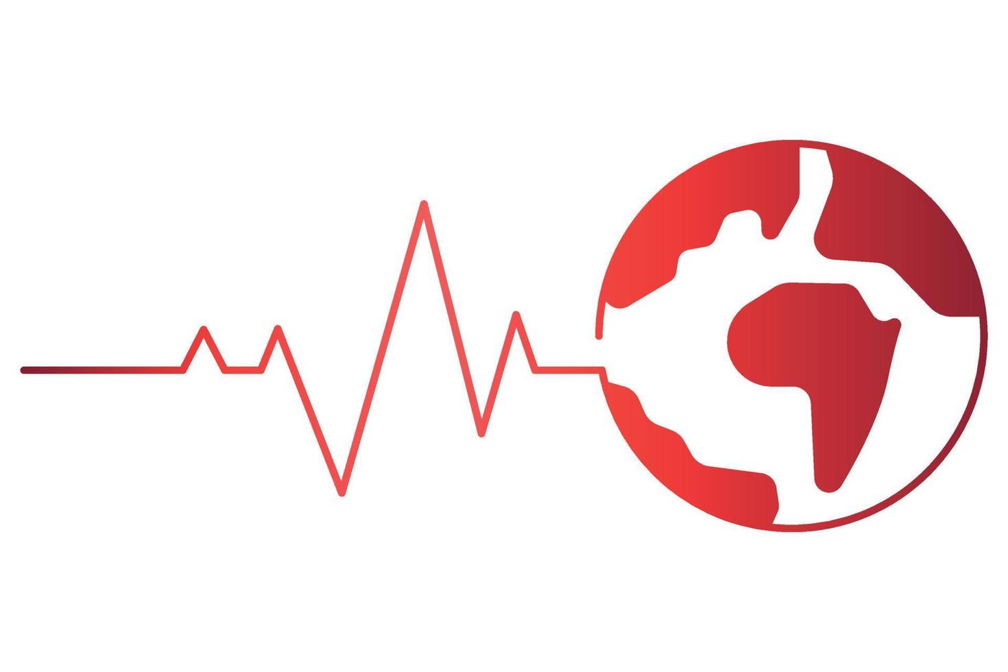 Ecg Heartbeat Line Into World vector