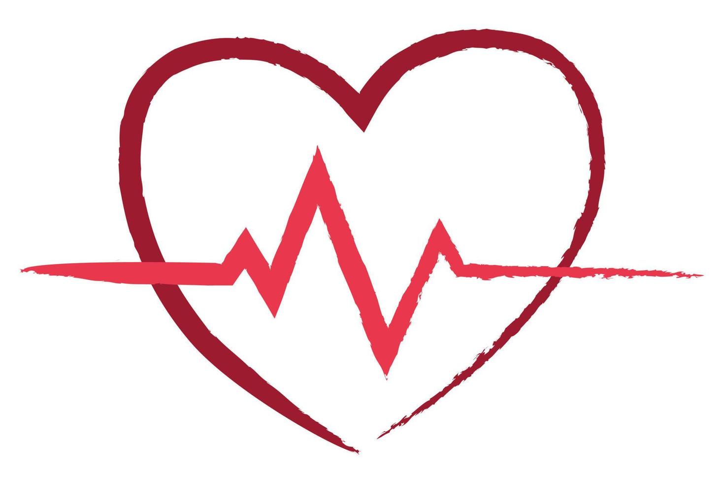 Hand Drawn Ecg Line Through Heart vector