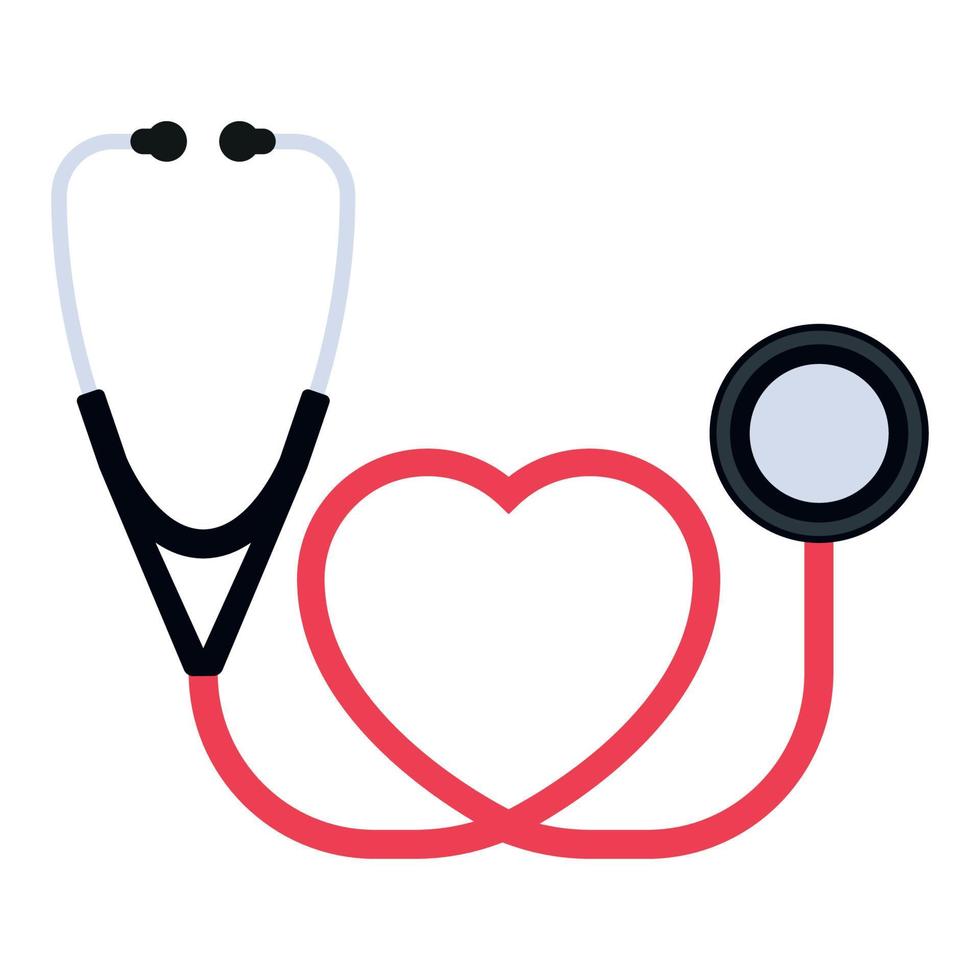 Doctors Stethoscope Tool In Heart Shape Flat Style vector