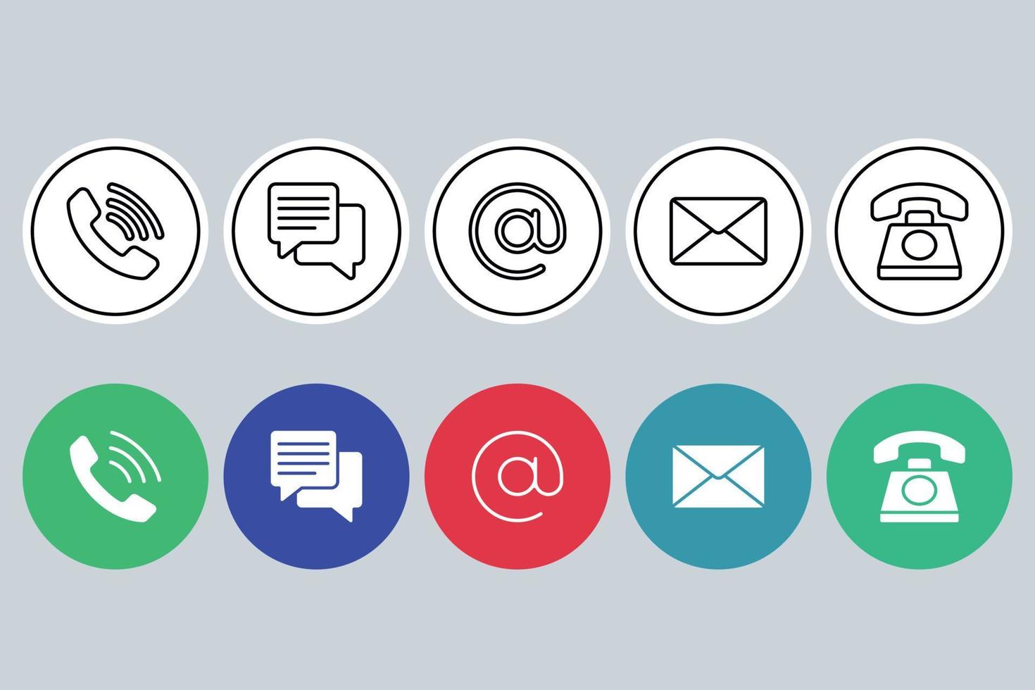 5 Contact Us Buttons In Line And Flat vector