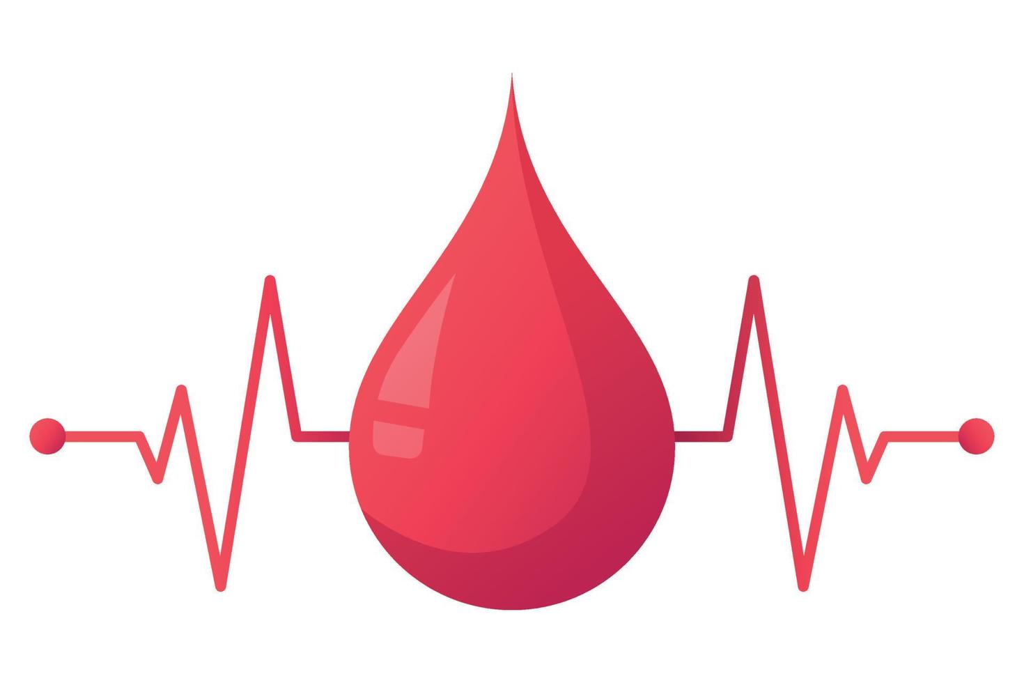 Blood Droplet With Hearbeat Line vector