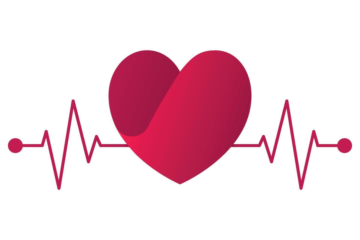 Heart With Ecg Heartbeat Running Through vector