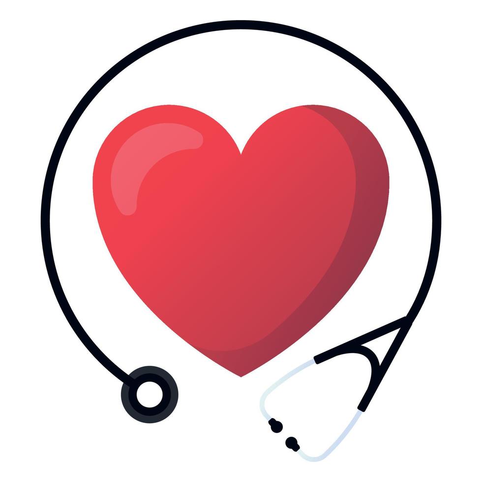 World Health Day Stethoscope Around Heart Flat vector
