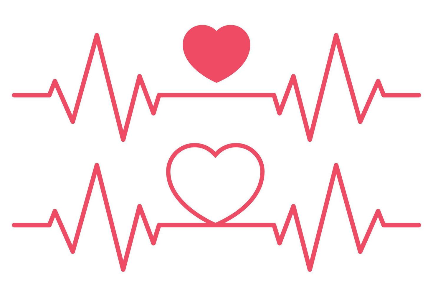 Two Ecg Heartbeat Lines With Hearts Above vector