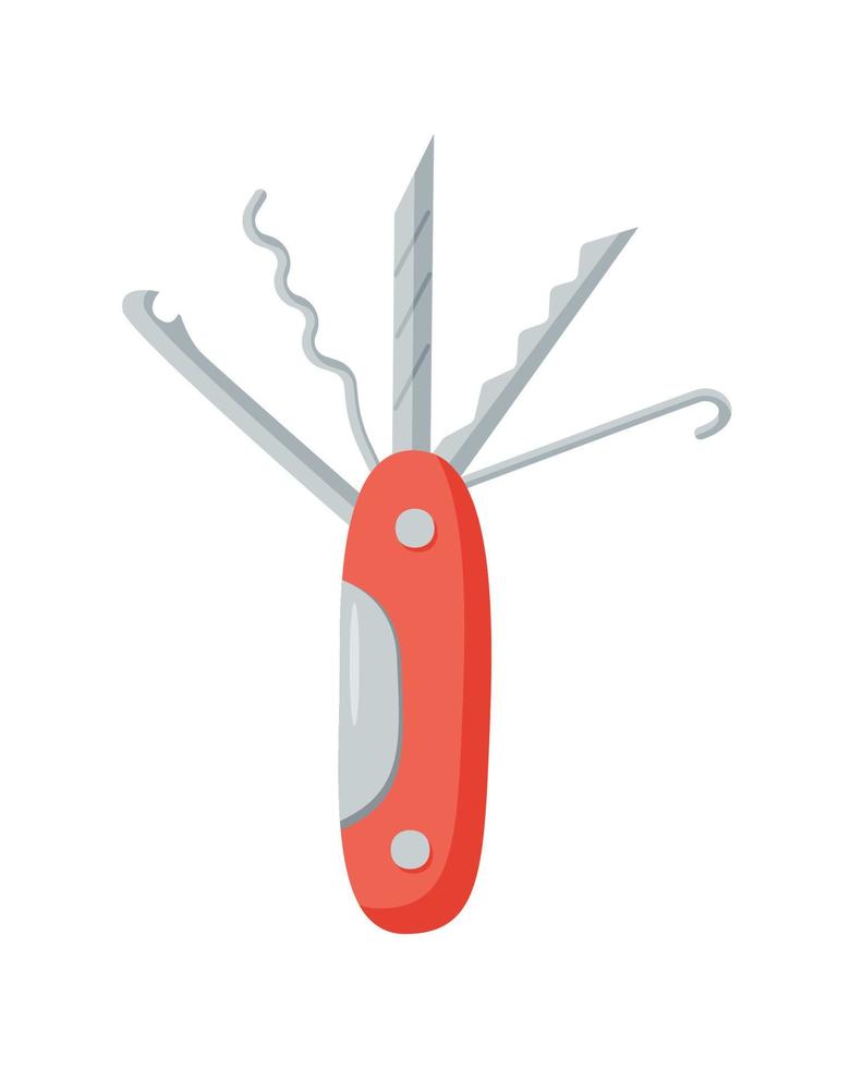 Swiss knife doodle vector icon. Illustration of a tourist knife set of openers.