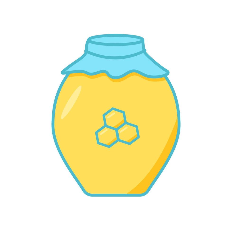 Glass jar with honey, vector doodle illustration, isolated on white.