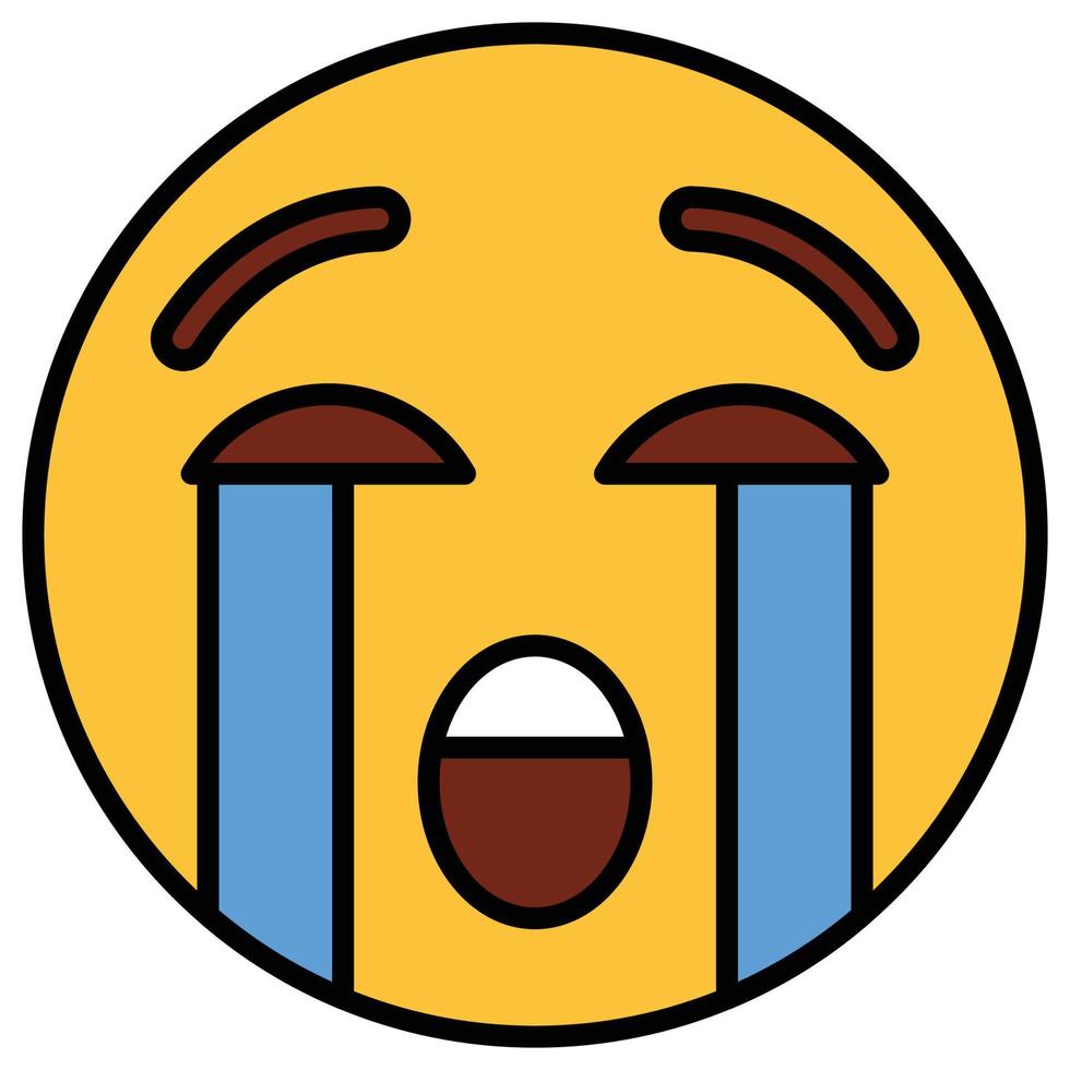 Filled color outline icon for emoji face. vector