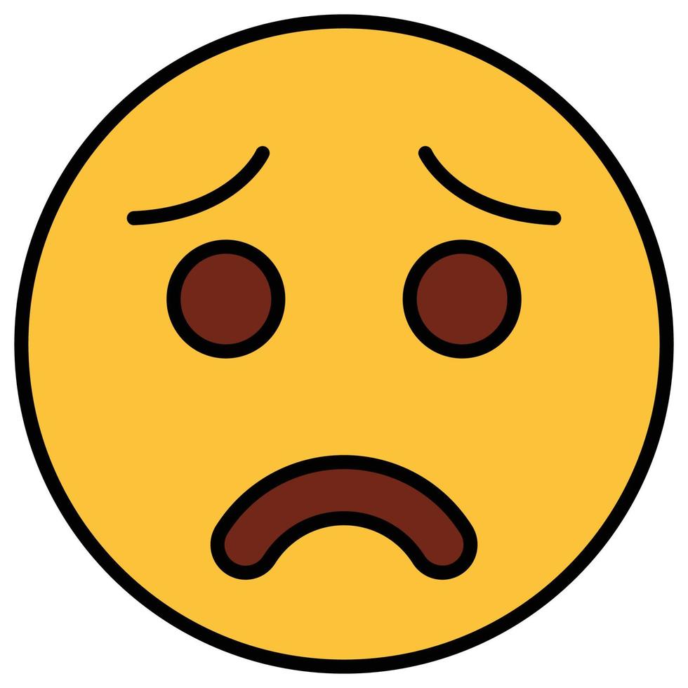 Filled color outline icon for emoji face. vector