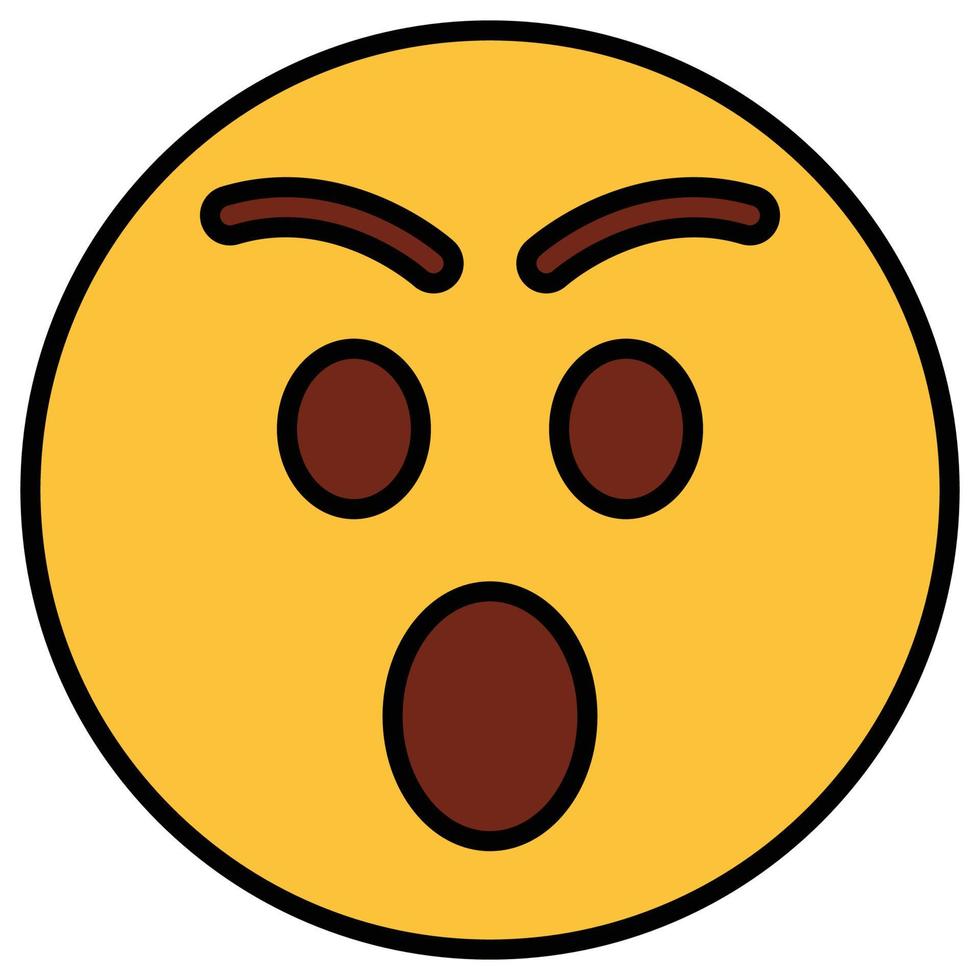Filled color outline icon for emoji face. vector