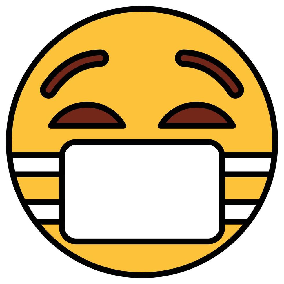 Filled color outline icon for emoji face. vector