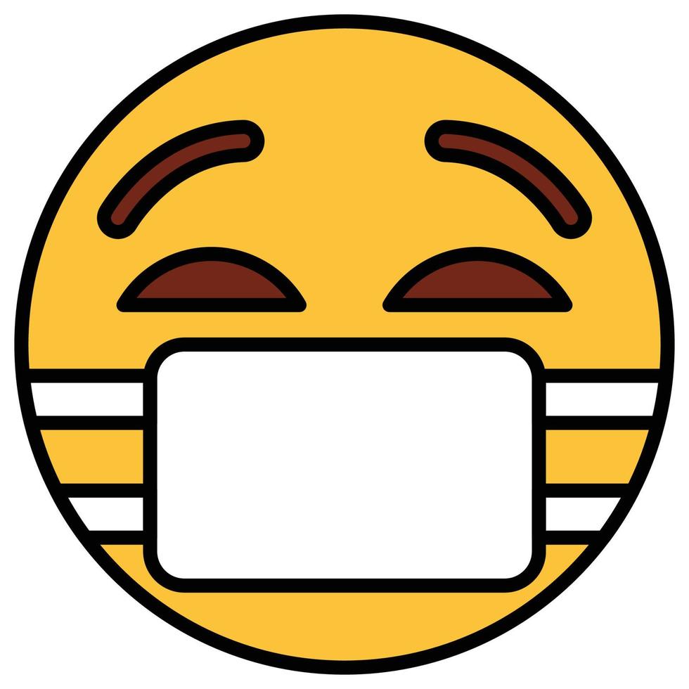 Filled color outline icon for emoji face. vector