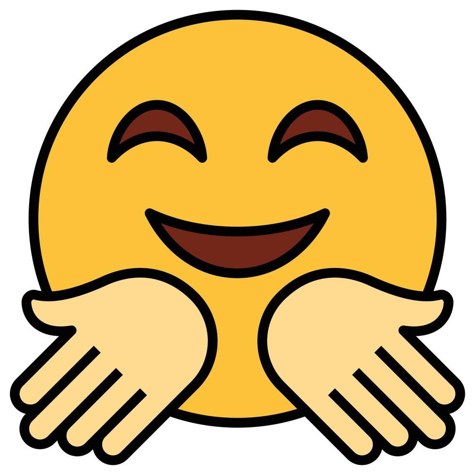 Filled color outline icon for emoji face. vector