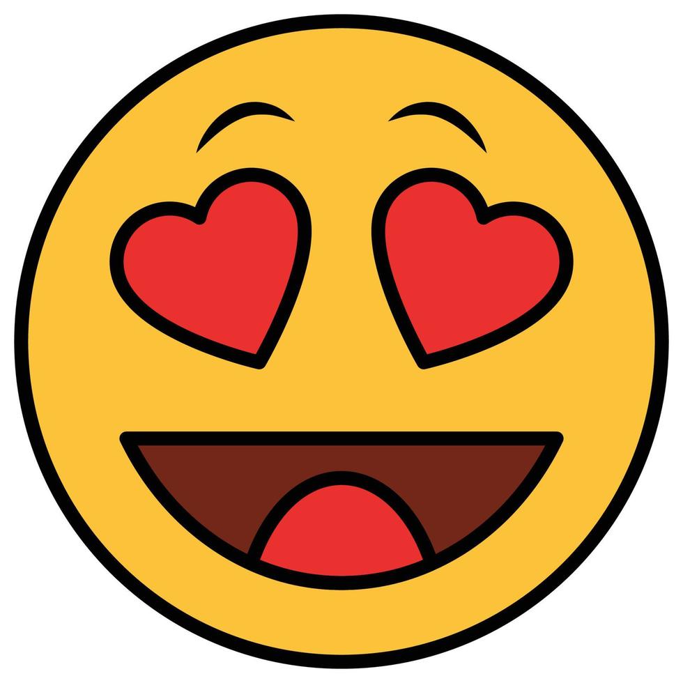 Filled color outline icon for emoji face. vector