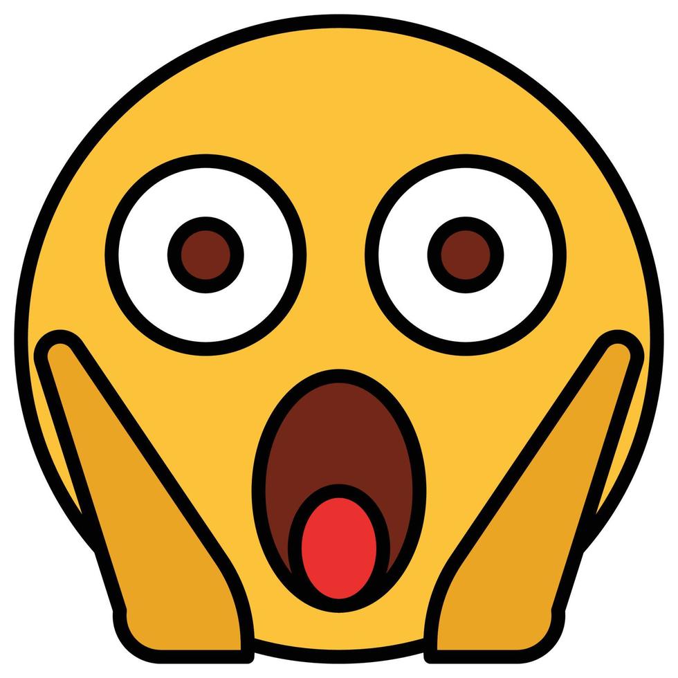 Filled color outline icon for emoji face. vector