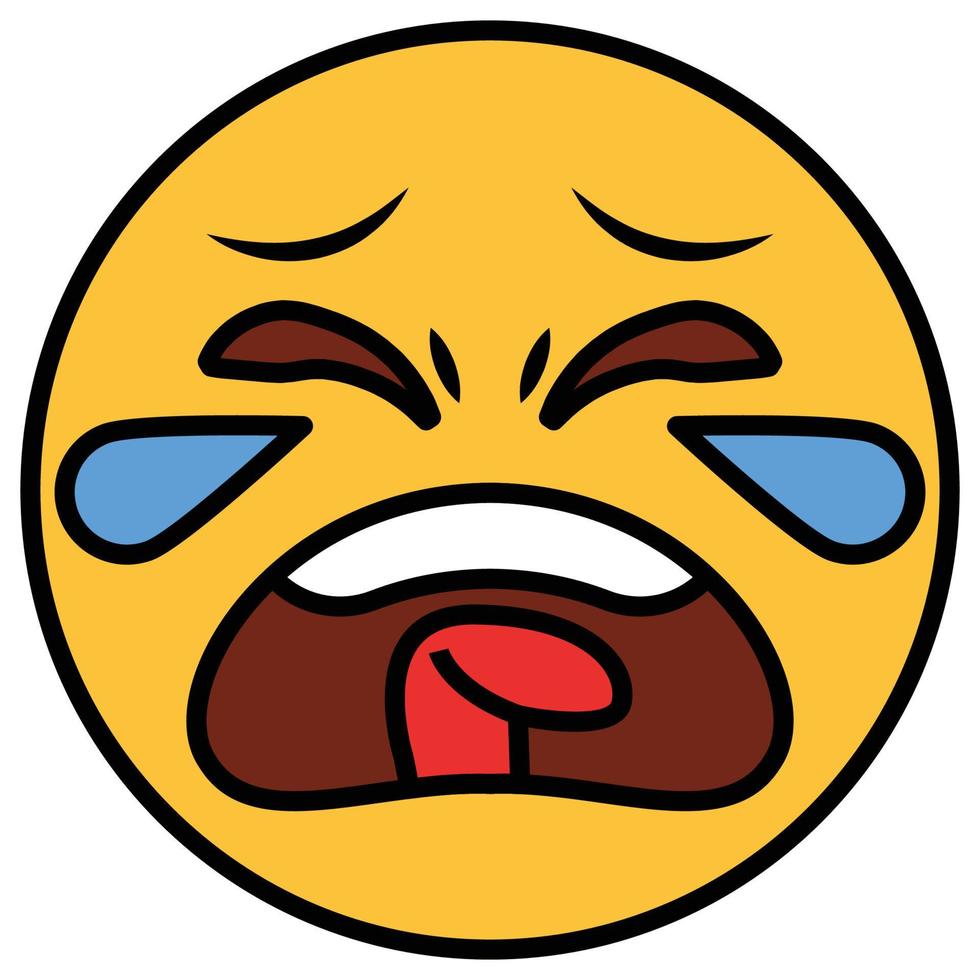 Filled color outline icon for emoji face. vector