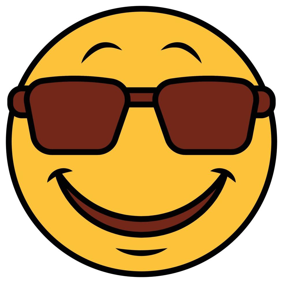 Filled color outline icon for emoji face. vector