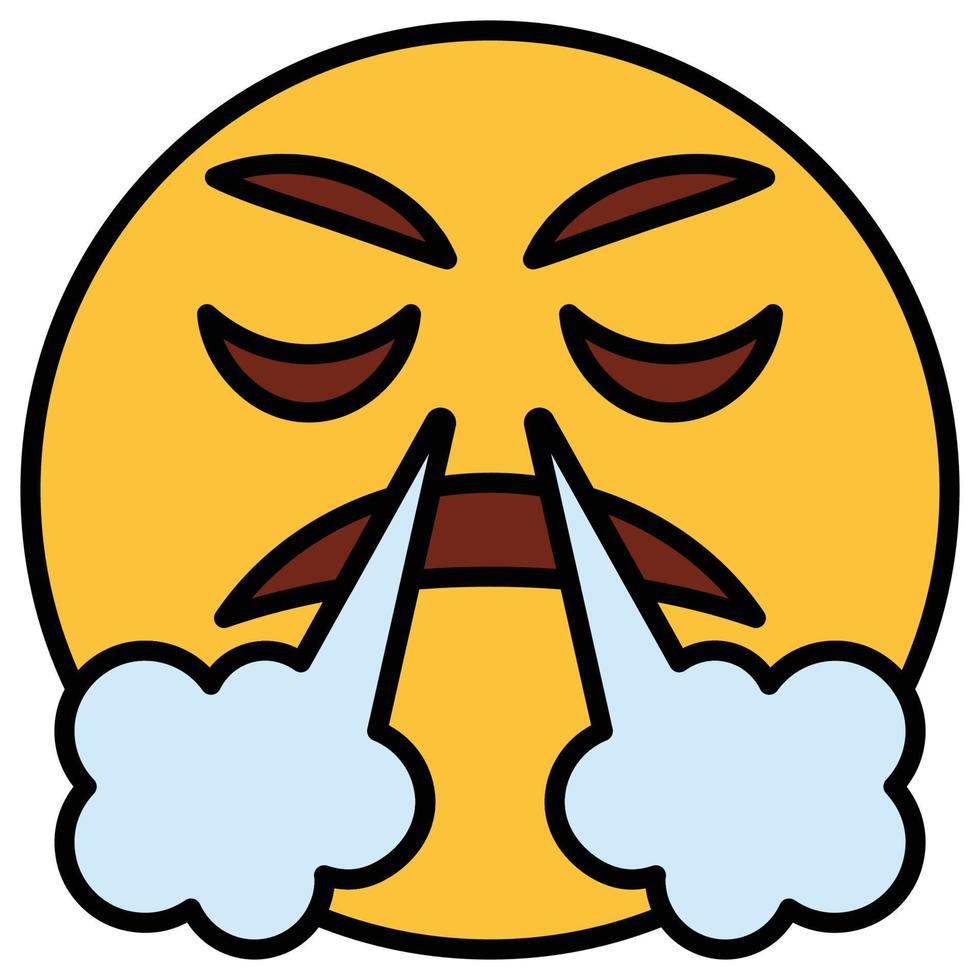 Filled color outline icon for emoji face. vector