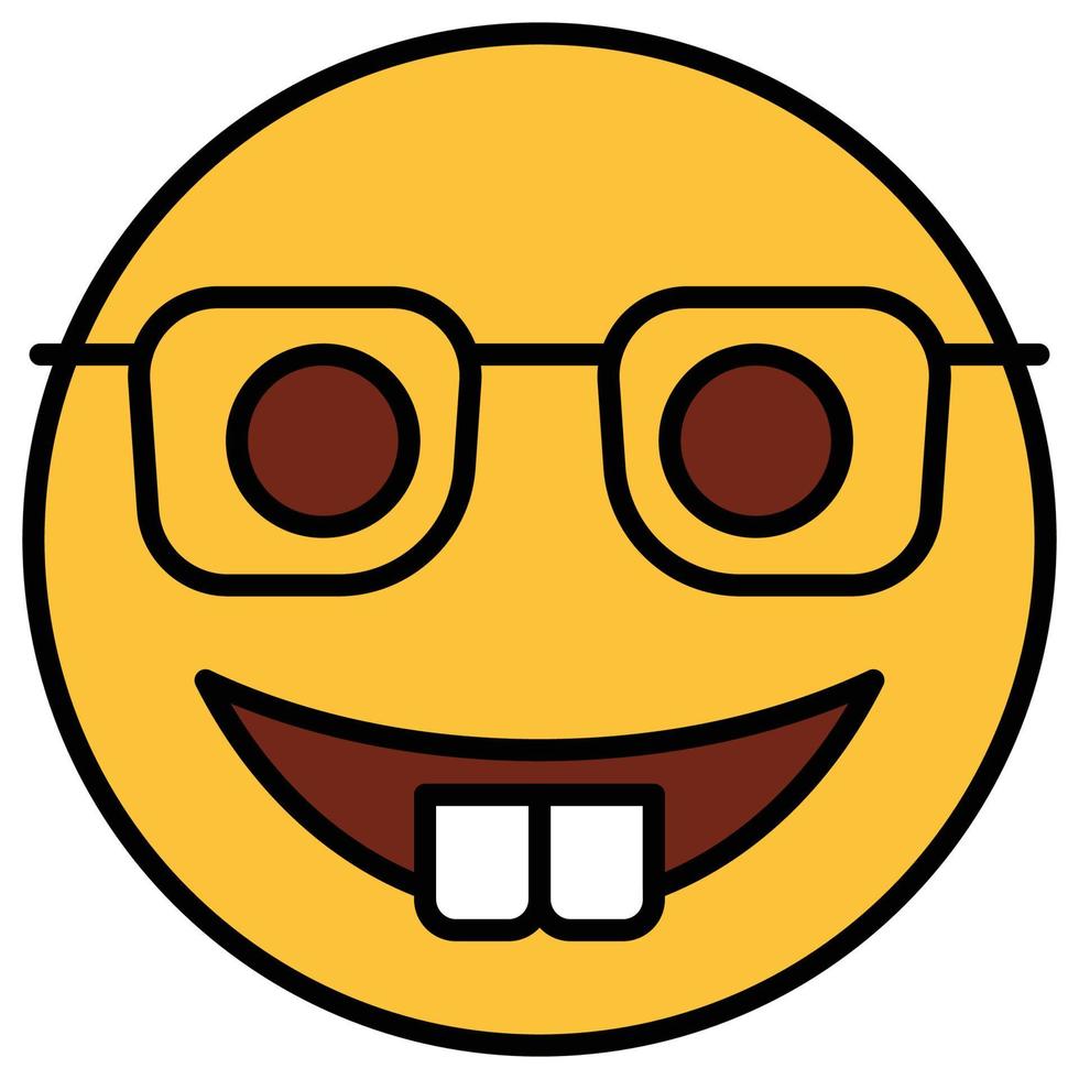 Filled color outline icon for emoji face. vector