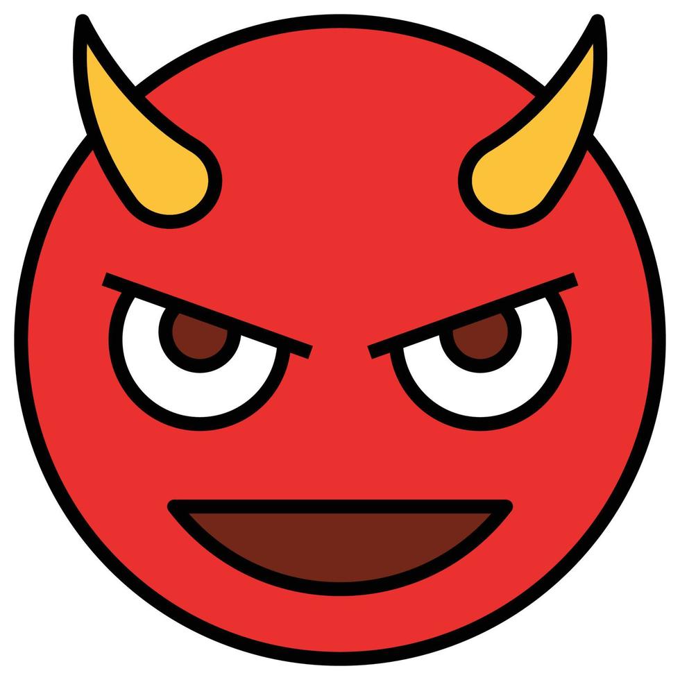 Filled color outline icon for emoji face. vector
