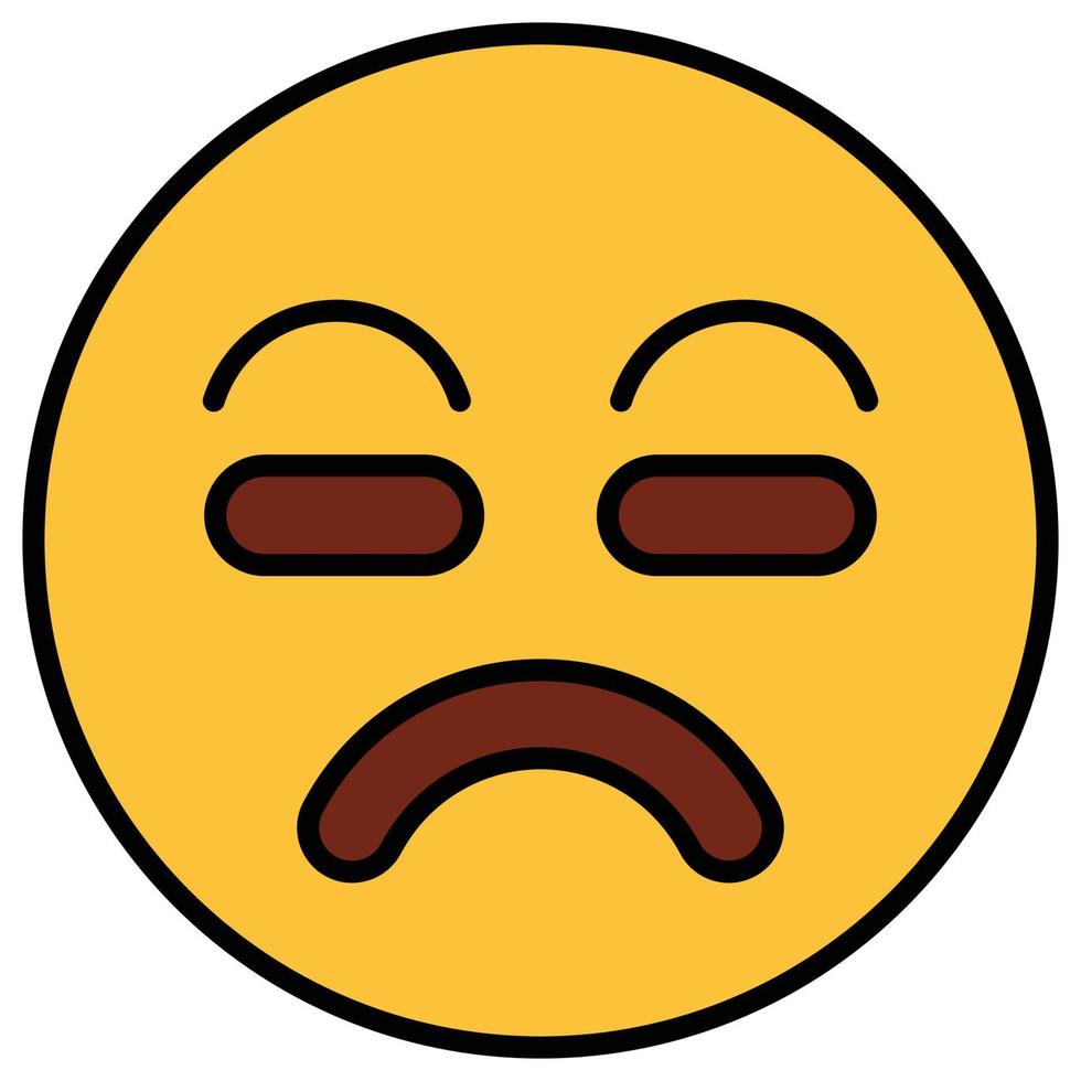 Filled color outline icon for emoji face. vector