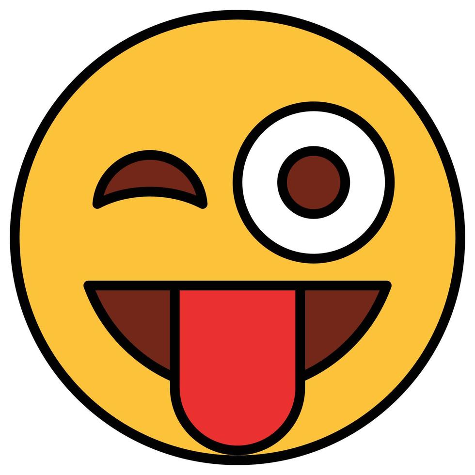 Filled color outline icon for emoji face. vector