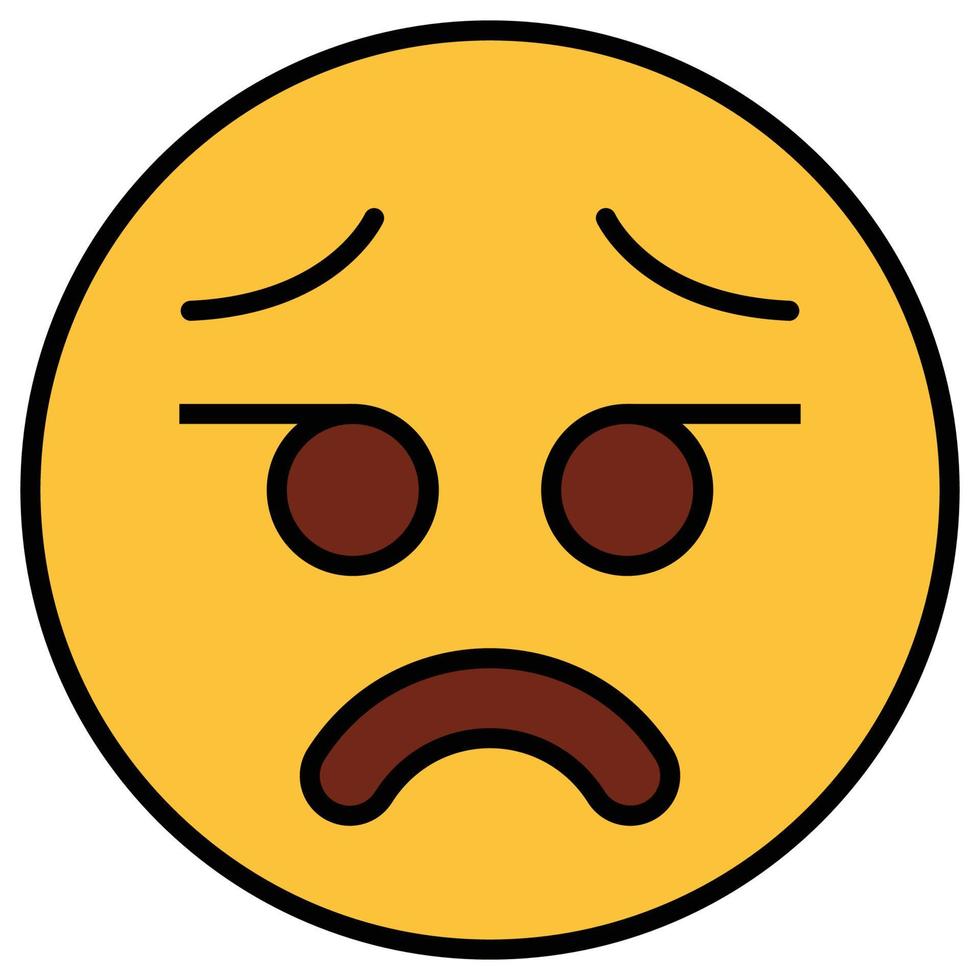 Filled color outline icon for emoji face. vector
