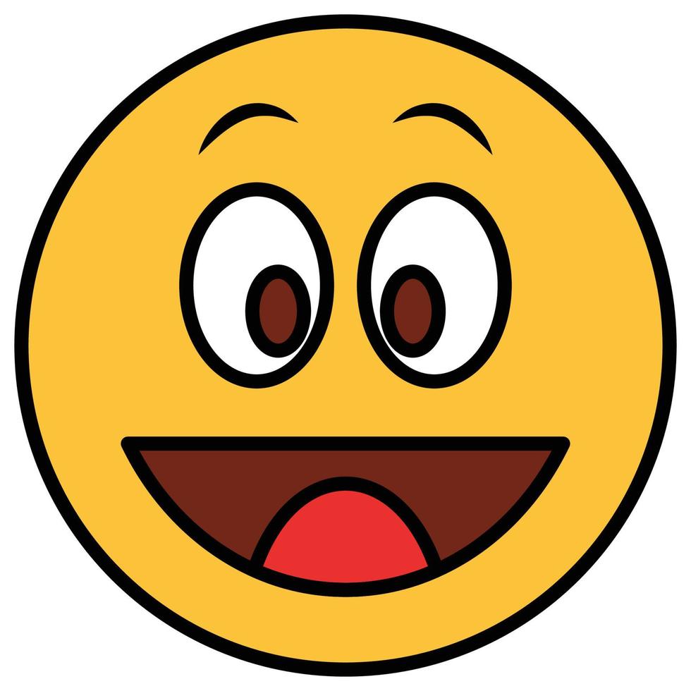 Filled color outline icon for emoji face. vector