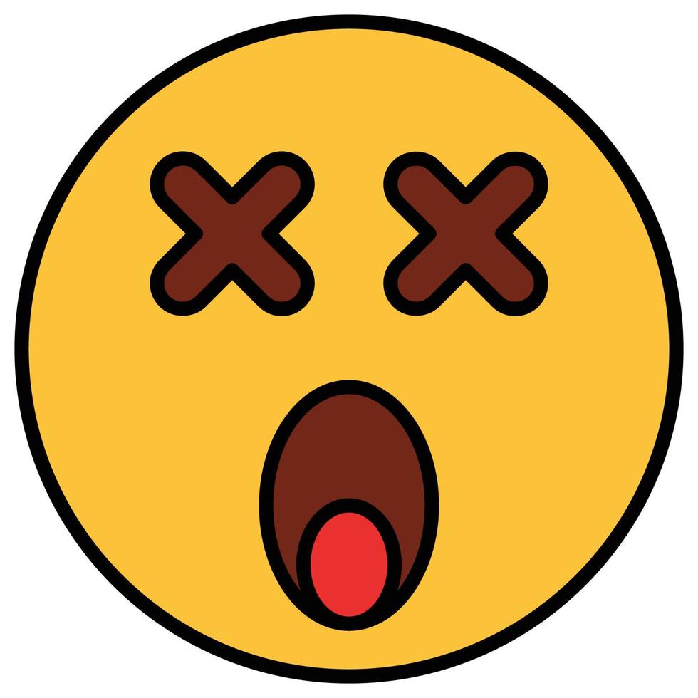 Filled color outline icon for emoji face. vector