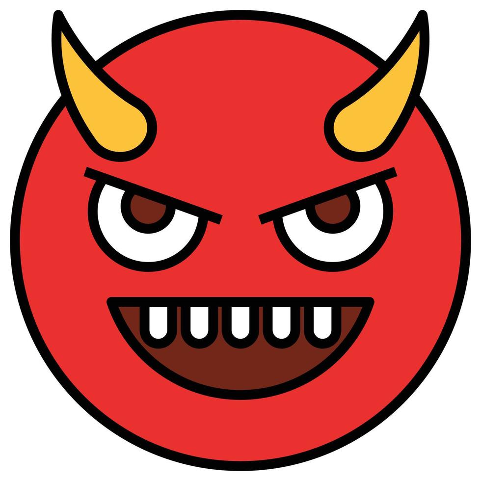 Filled color outline icon for emoji face. vector