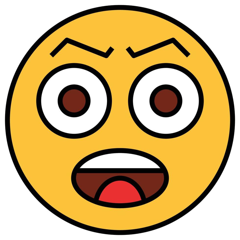 Filled color outline icon for emoji face. vector