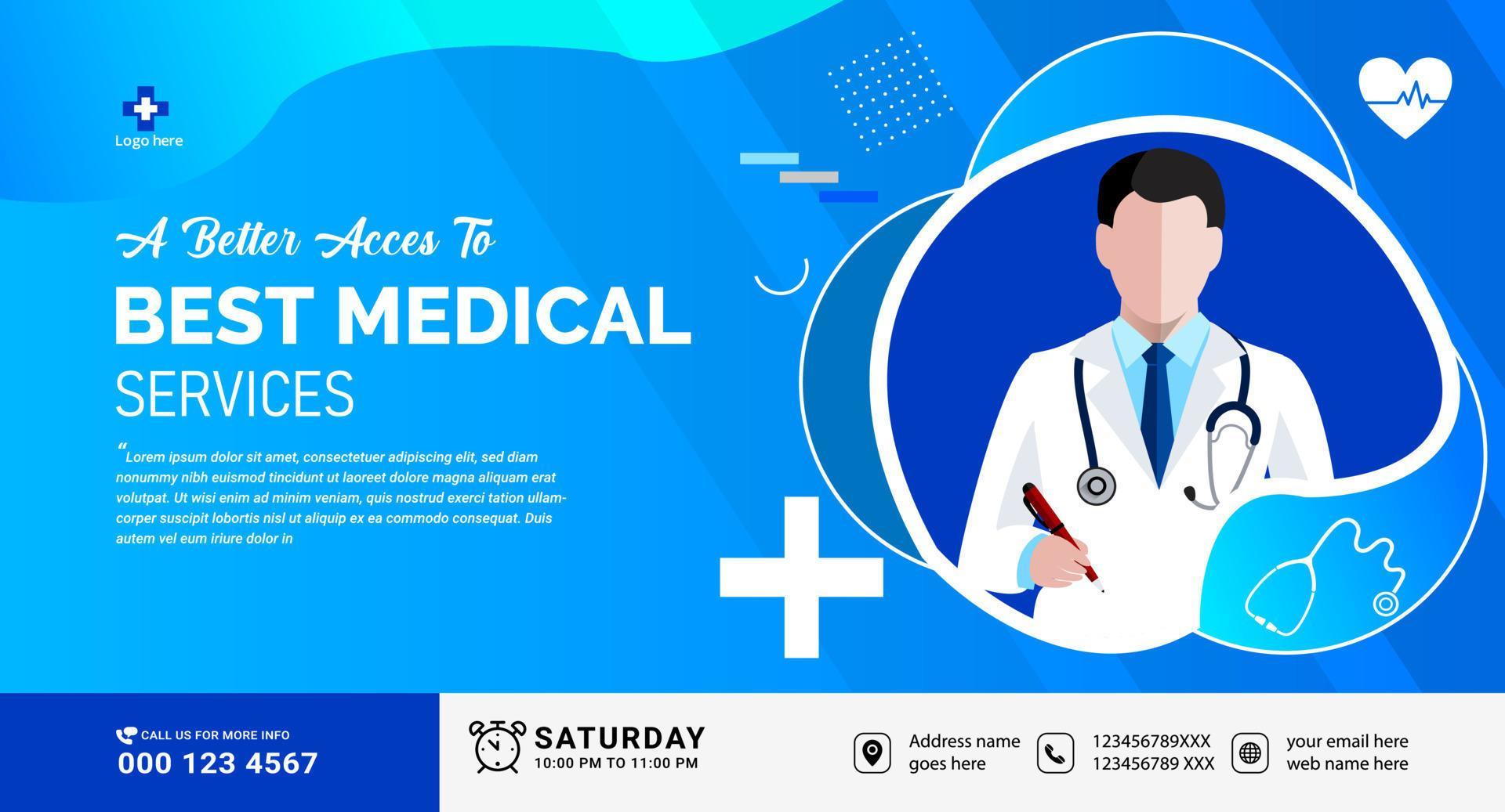 Healthcare and medical service Doctor banner, Medical health Social media cover design