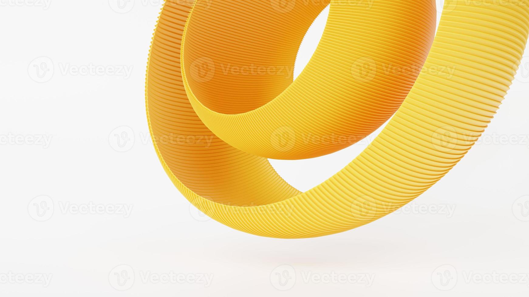 fondo 3d patrón amarillo dorado curvo circular aislado. representación 3d foto