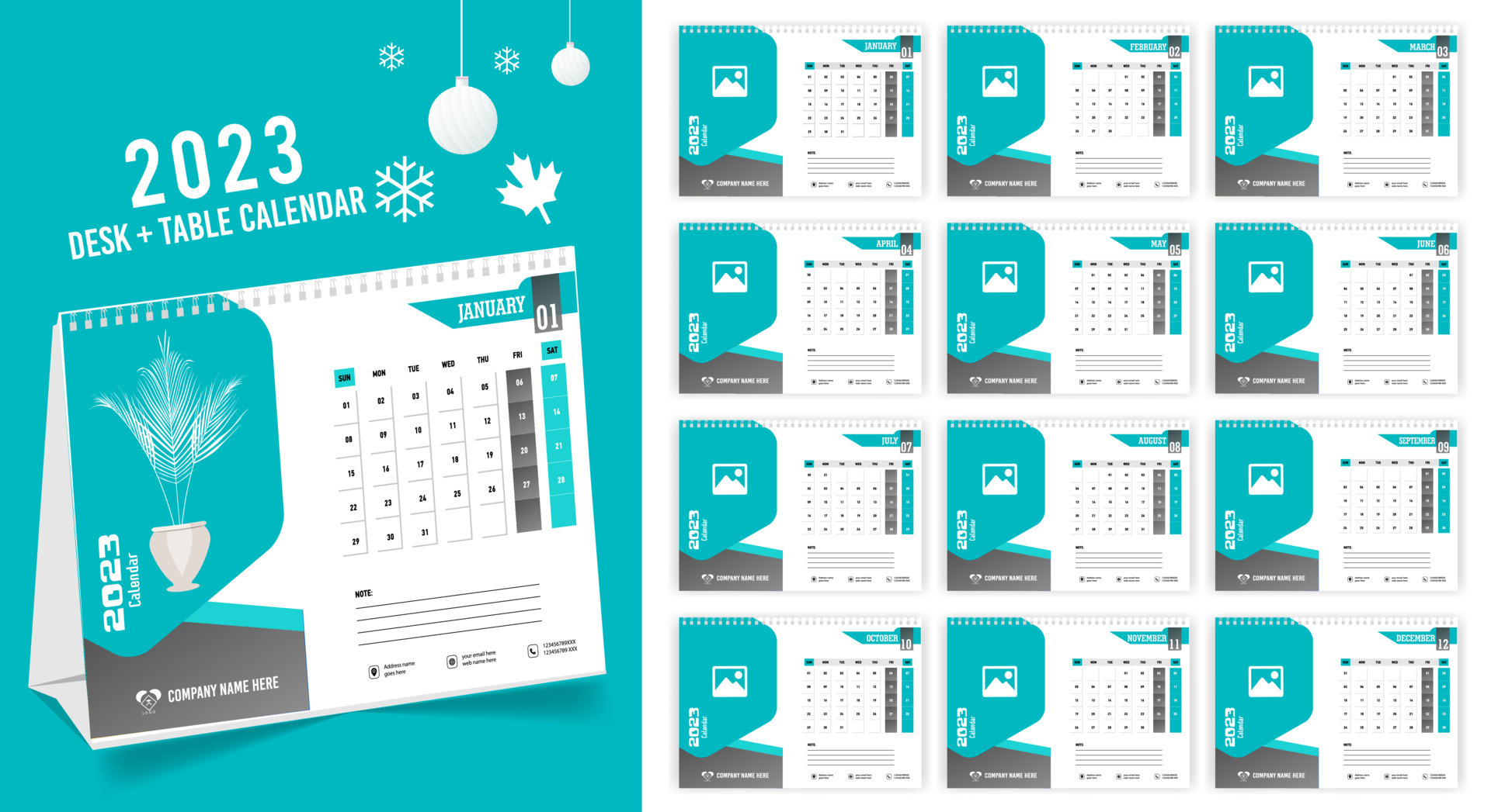 Desk Calendar 2023 Creative design, Simple monthly vertical date Layout