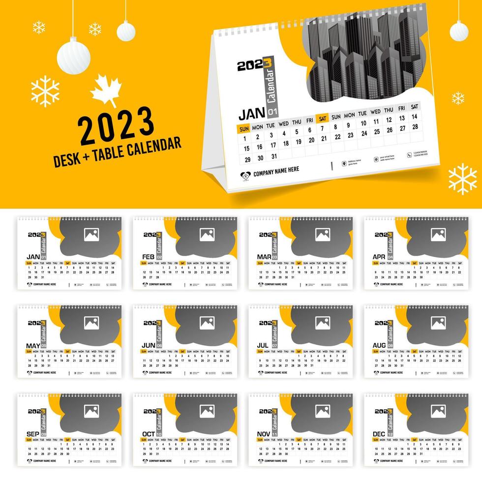 Desk Calendar 2023 Creative design, Simple monthly vertical date Layout for 2023 year in English. 12 months Calendar templates, Modern Table calendar design. Corporate or business calendar. vector