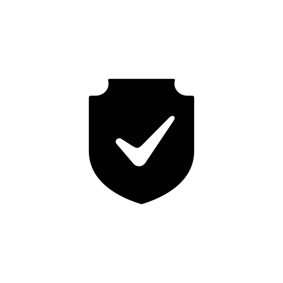 Ilustración de vector de icono plano simple de escudo de marca de verificación. icono de marca de verificación. icono de escudo
