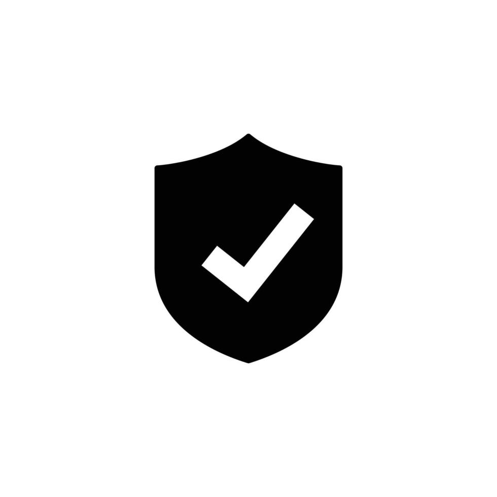 Ilustración de vector de icono plano simple de escudo de marca de verificación. icono de marca de verificación. icono de escudo