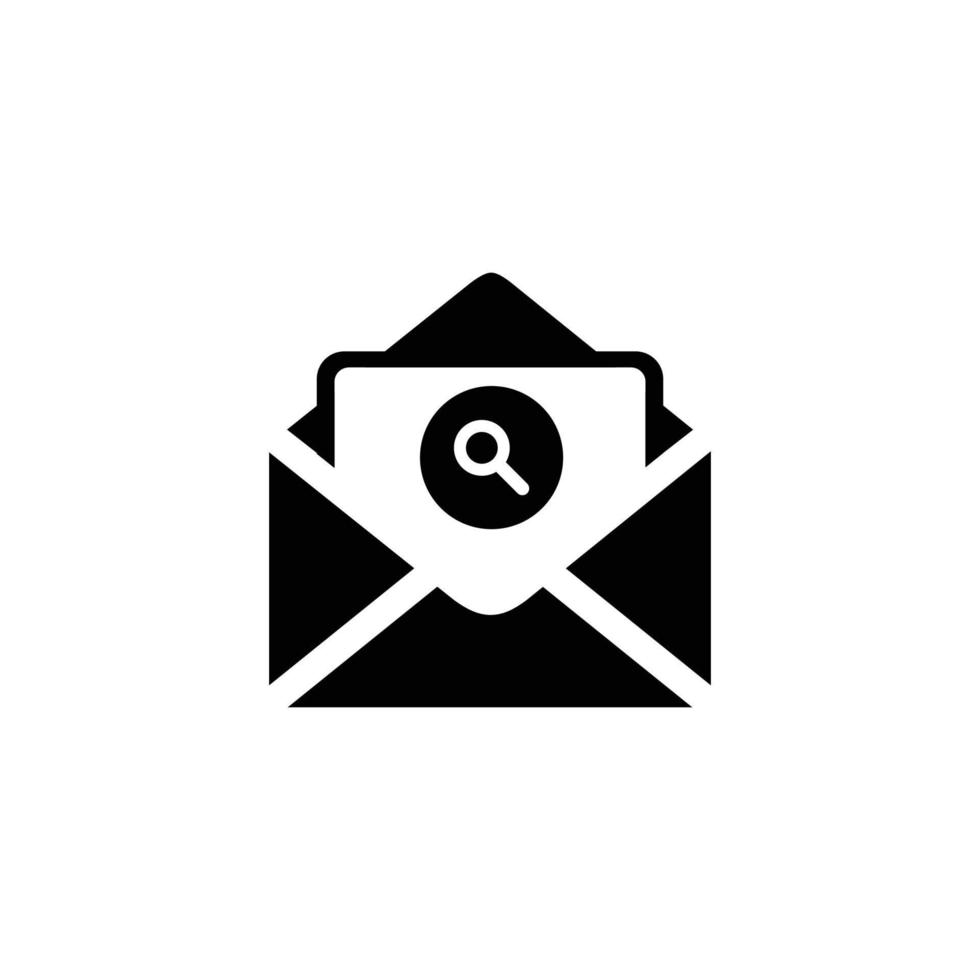 Ilustración de vector de icono plano simple de correo electrónico. icono de búsqueda de correo electrónico