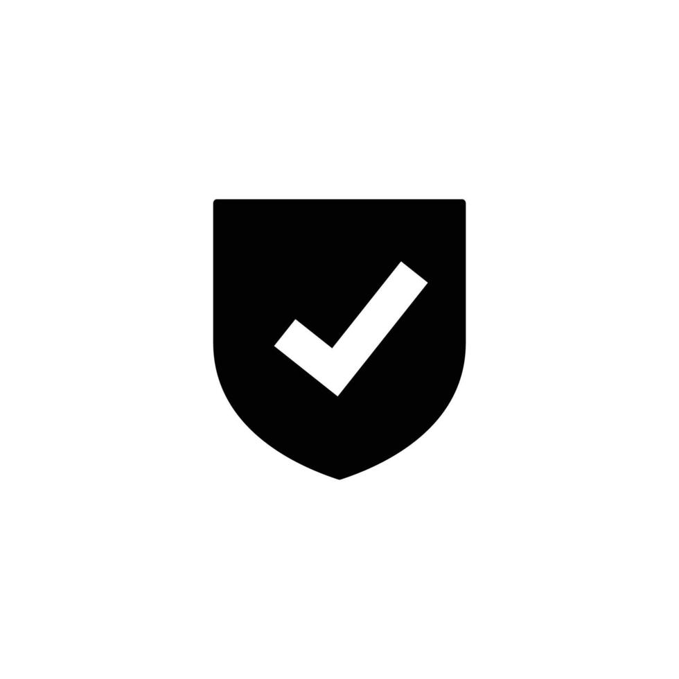 Ilustración de vector de icono plano simple de escudo de marca de verificación. icono de marca de verificación. icono de escudo