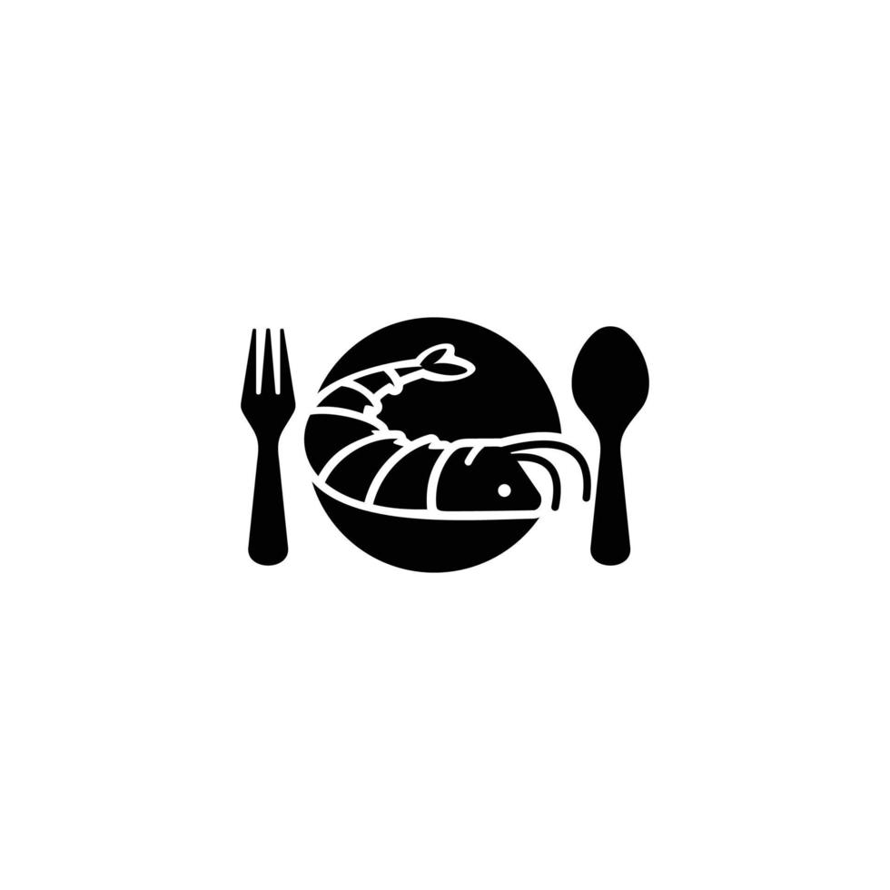 ilustración de vector de icono plano simple de comida de mar de camarones
