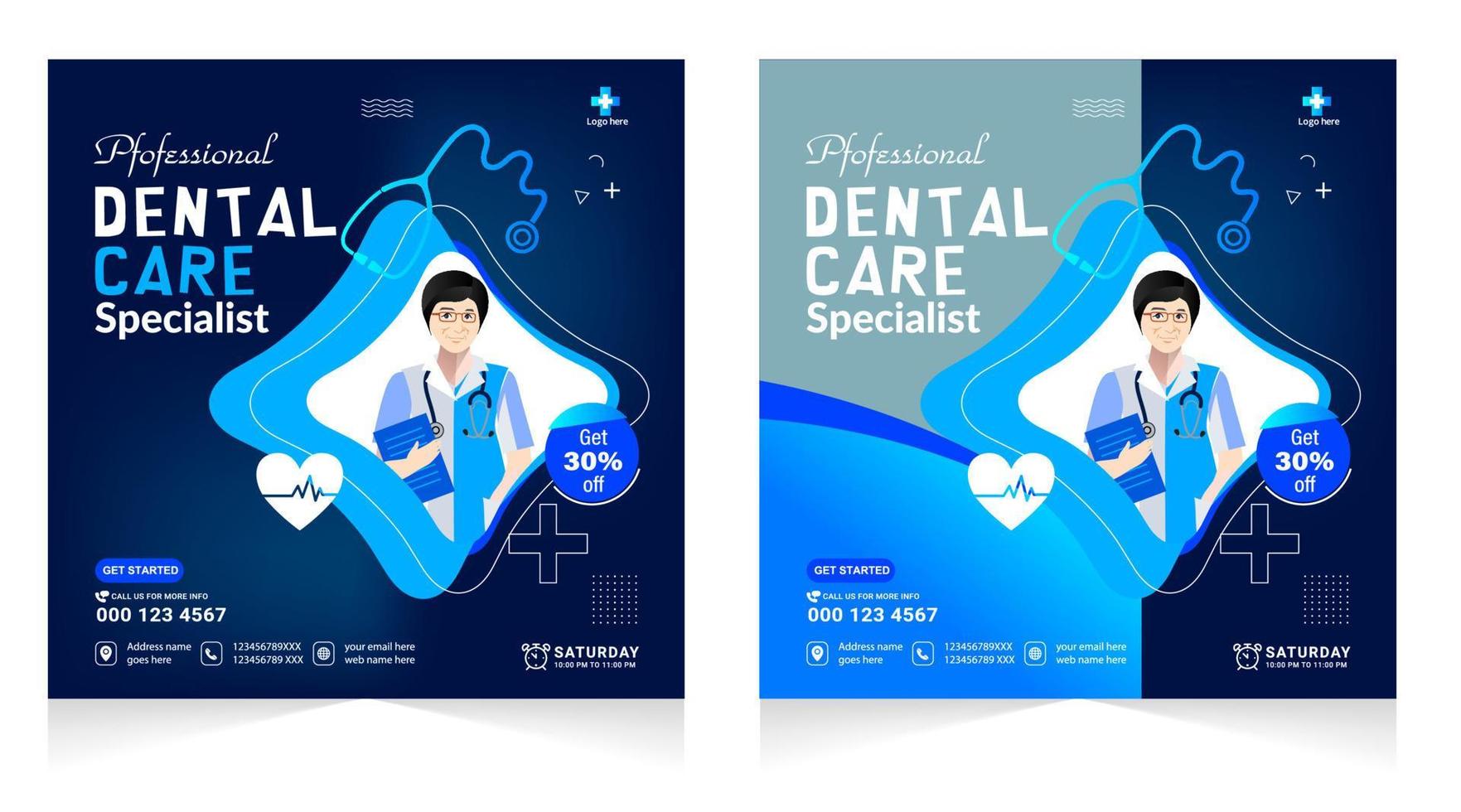 Medical Social Media Post Template.  Medical healthcare flyer social media post template. health clinic social media post template. vector